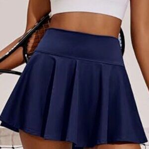 Pinspark. Women's tennis skirt/pleated, pockets, short, high waisted Med. Blue